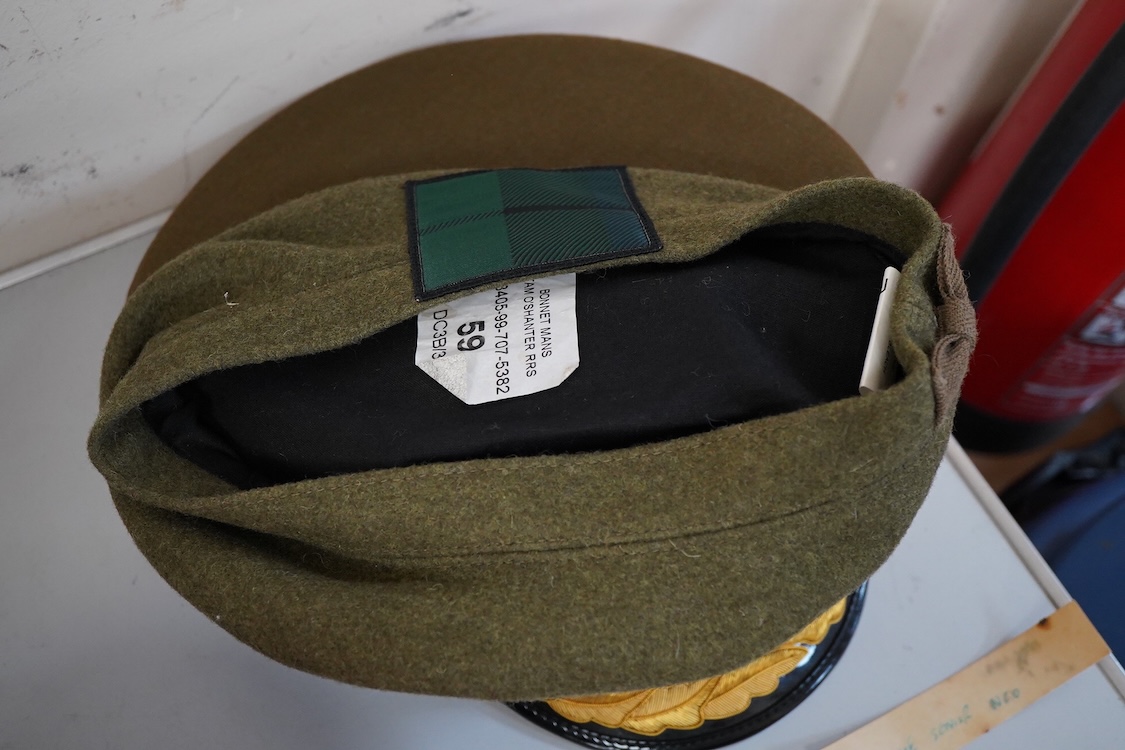 Four various caps, French Gendarme police hat etc